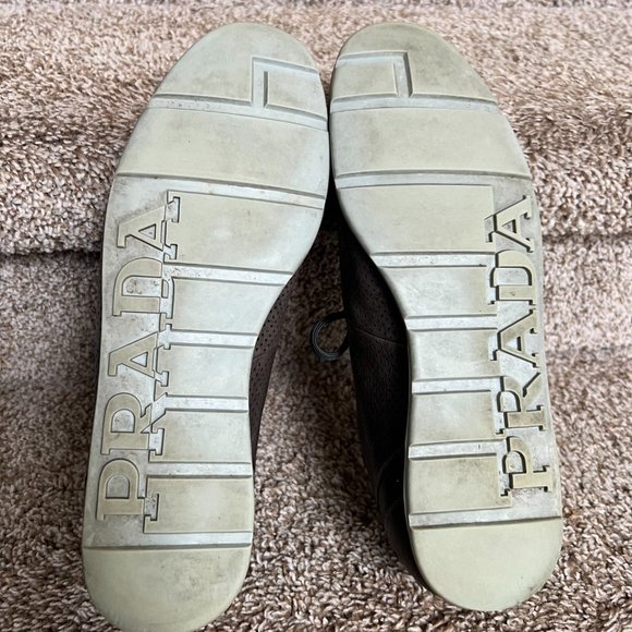 PRADA Men's Olive Casual Sports Leather Shoes - Picture 12 of 13
